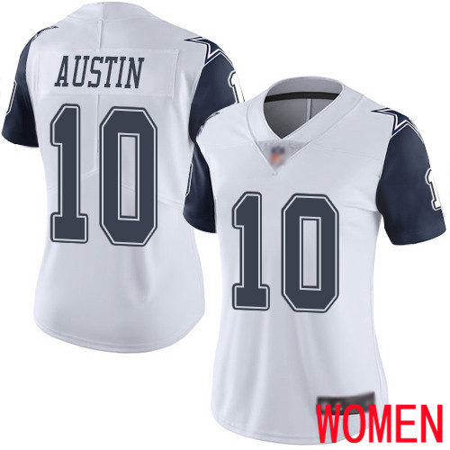Women Dallas Cowboys Limited White Tavon Austin #10 Rush Vapor Untouchable NFL Jersey
